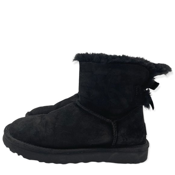 UGG Shoes - UGG Women's Mini Bailey Bow Winter Boot Black Shearling Lined